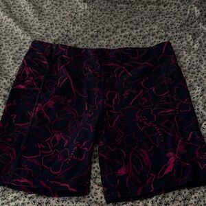 Avia Women's Pink and Black Floral Bike Shorts